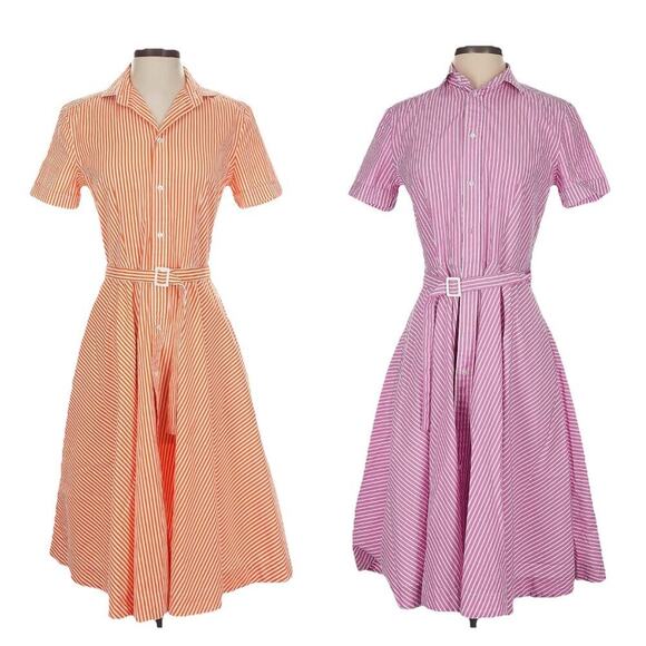Ralph Lauren Shirt Dress Short Sleeve ShirtDress Lot Pink Orange Button Up